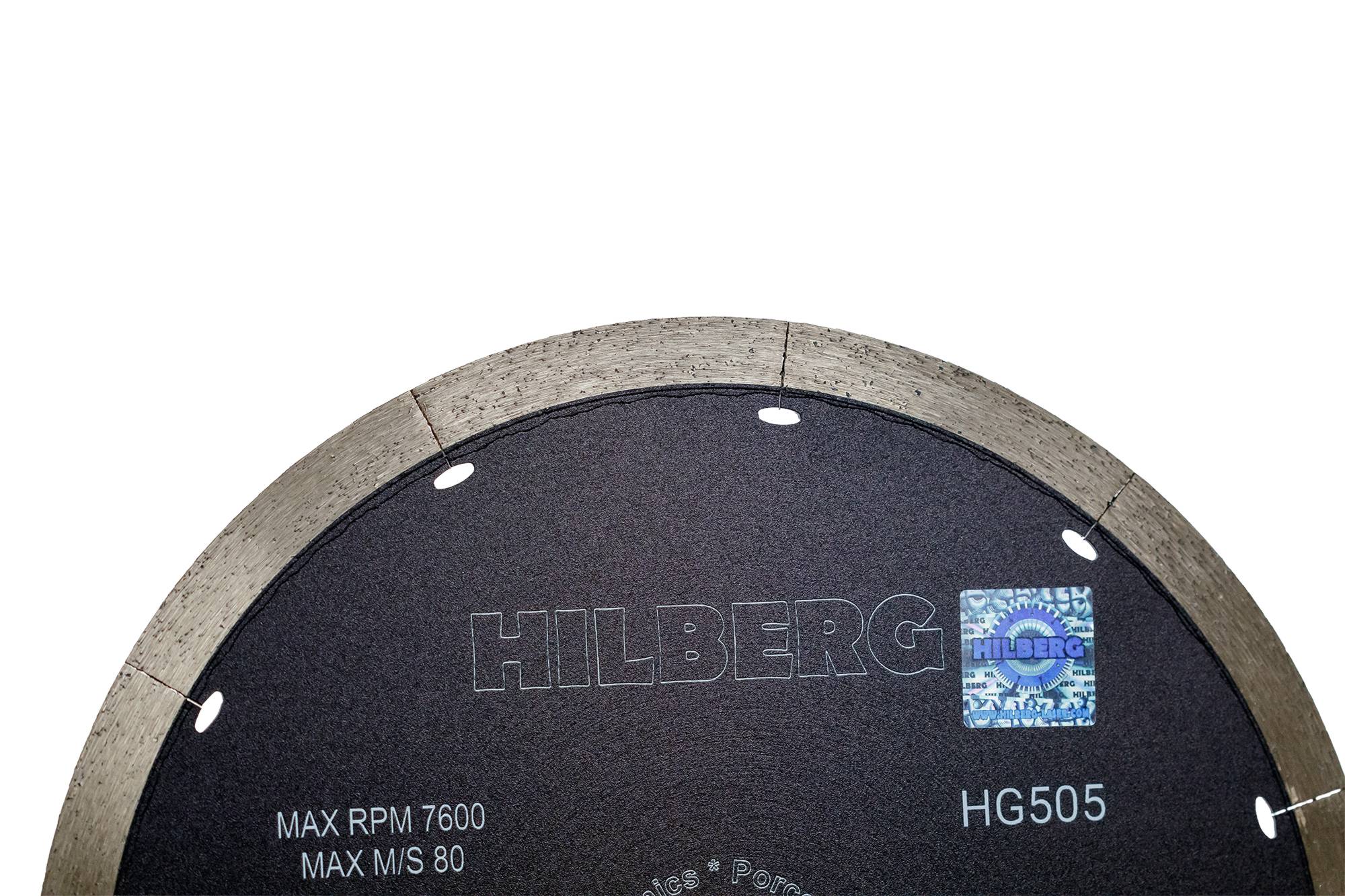 Алмазный диск Hilberg Graphite 200×25,4 мм, артикул HG505 — режущая кромка крупным планом