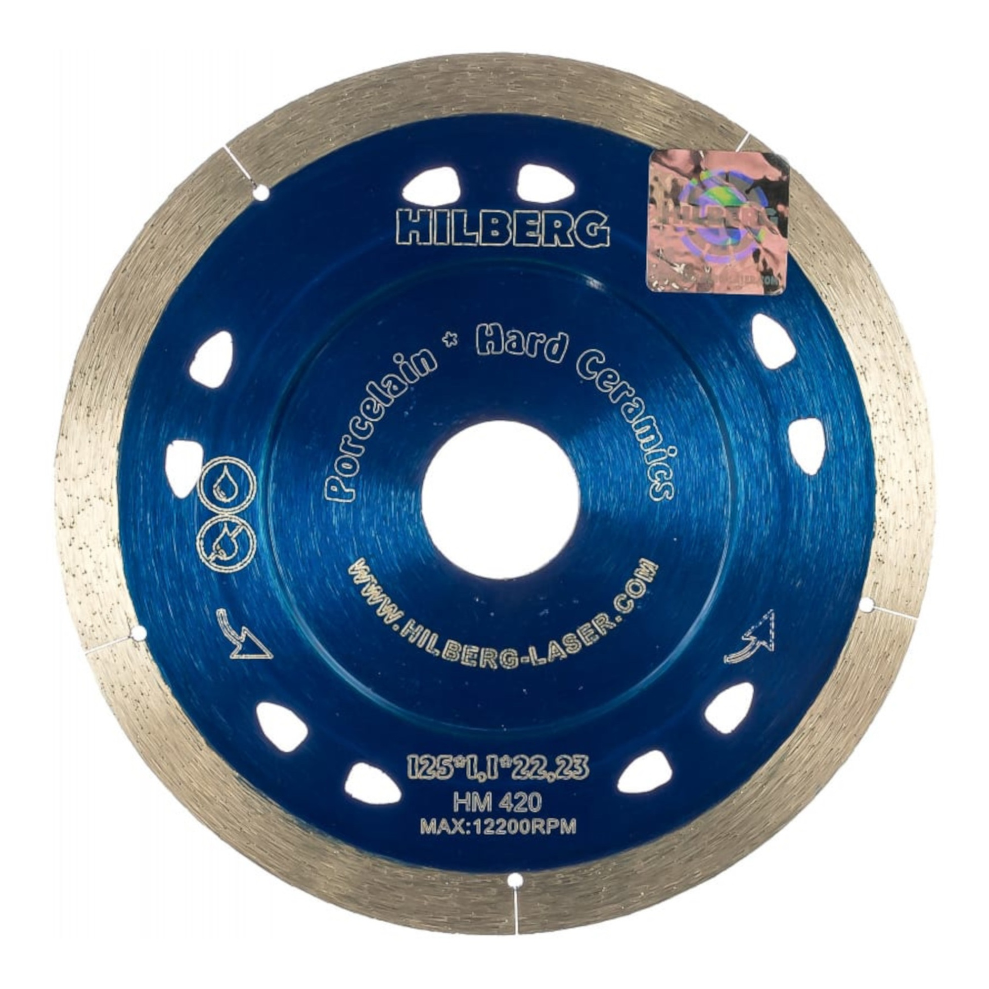 Алмазный диск Hilberg Extra Thin 125 × 22,23 мм, HM420 — диск с маркировкой