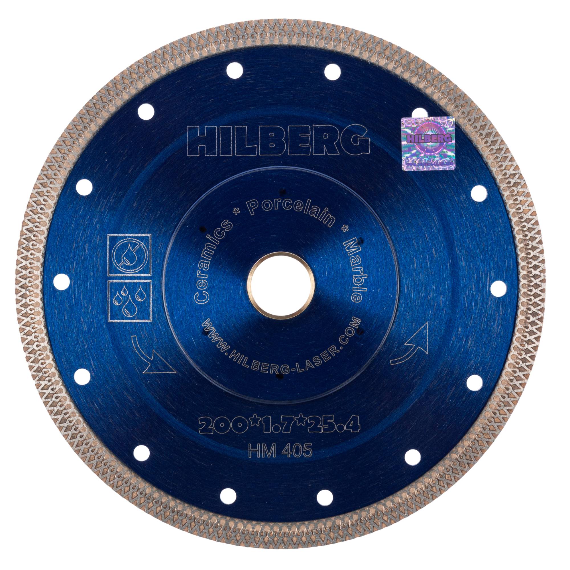 Алмазный диск Hilberg Hard Materials X-type 200 × 25,4 мм, HM405 — диск с маркировкой