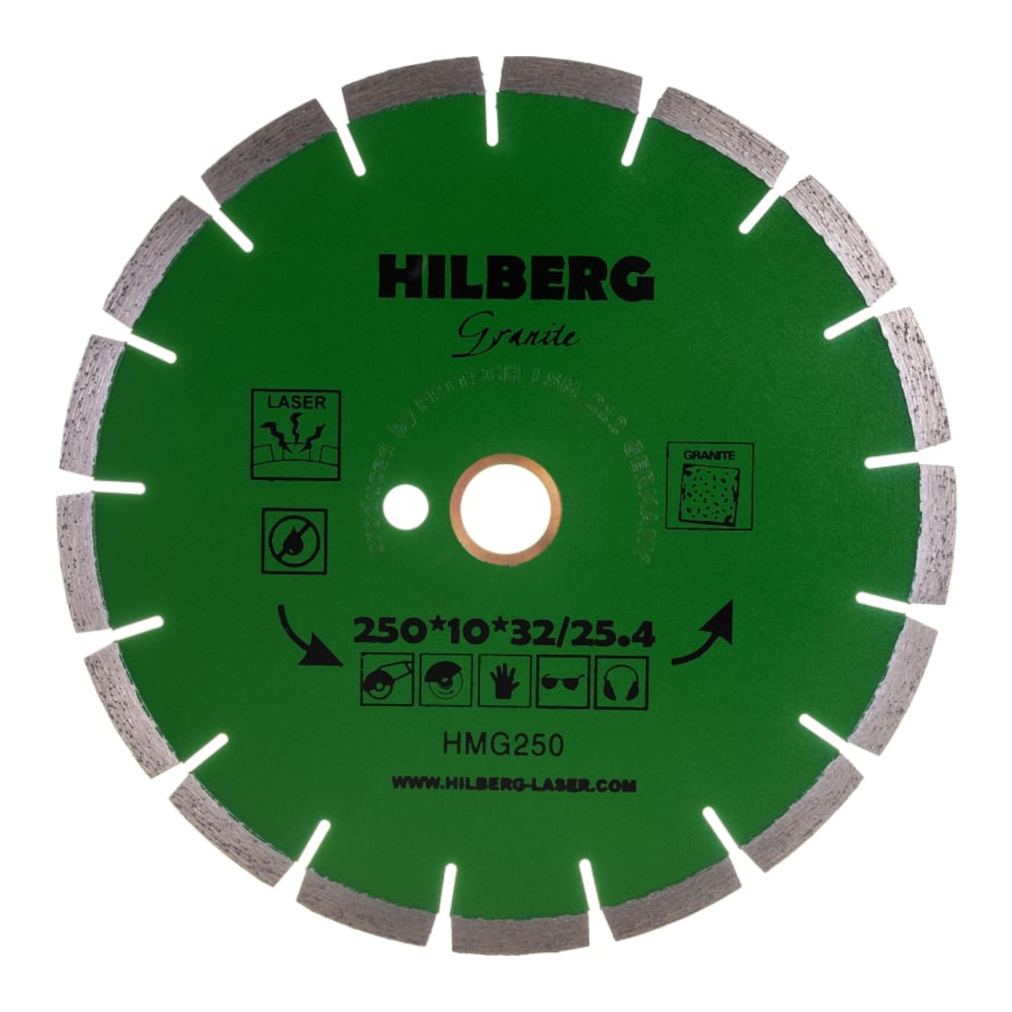 Алмазный диск Hilberg Granite Laser 250 × 32 мм, HMG250 — общий вид диска