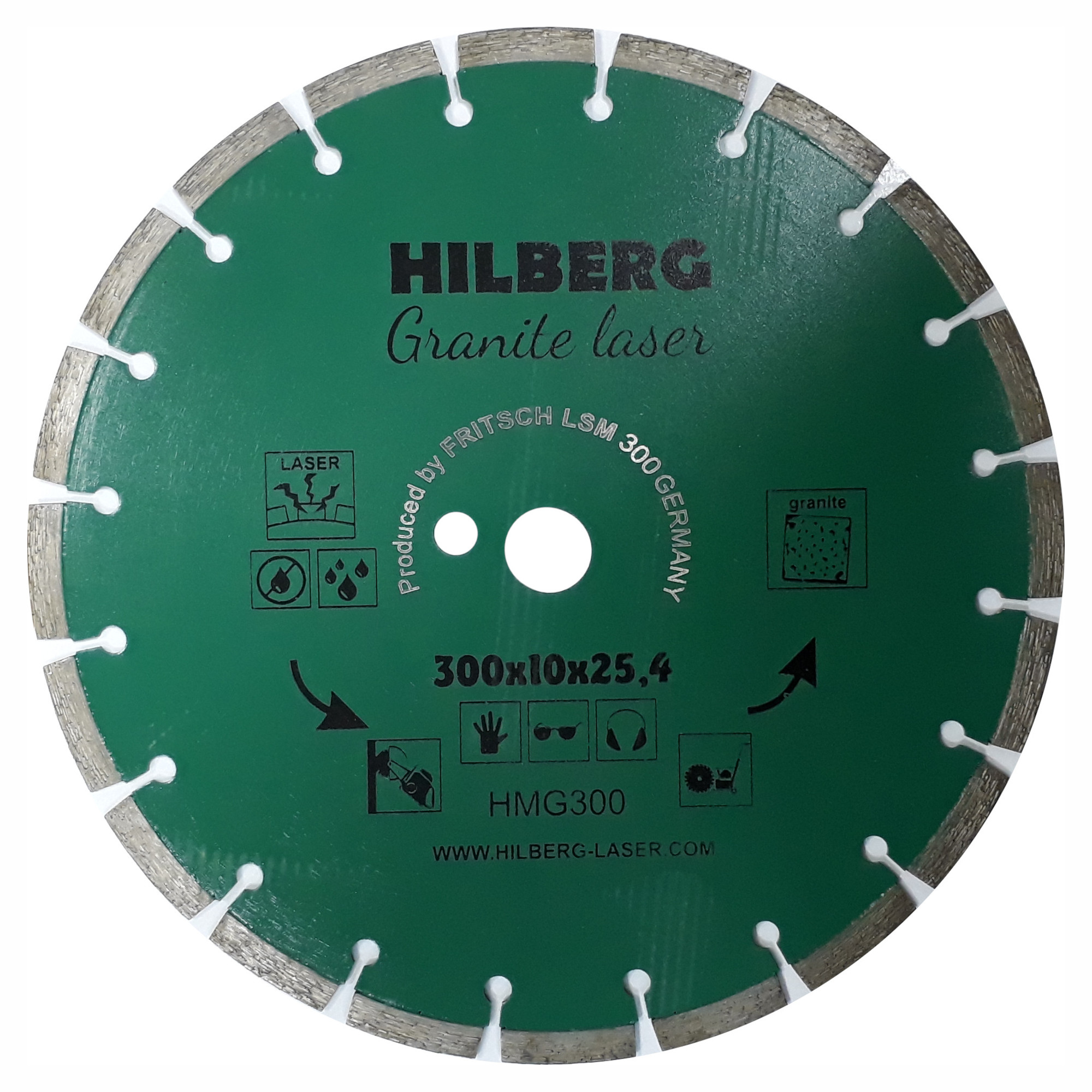 Алмазный диск Hilberg Granite Laser 300 × 25,4 мм, HMG300 — общий вид диска