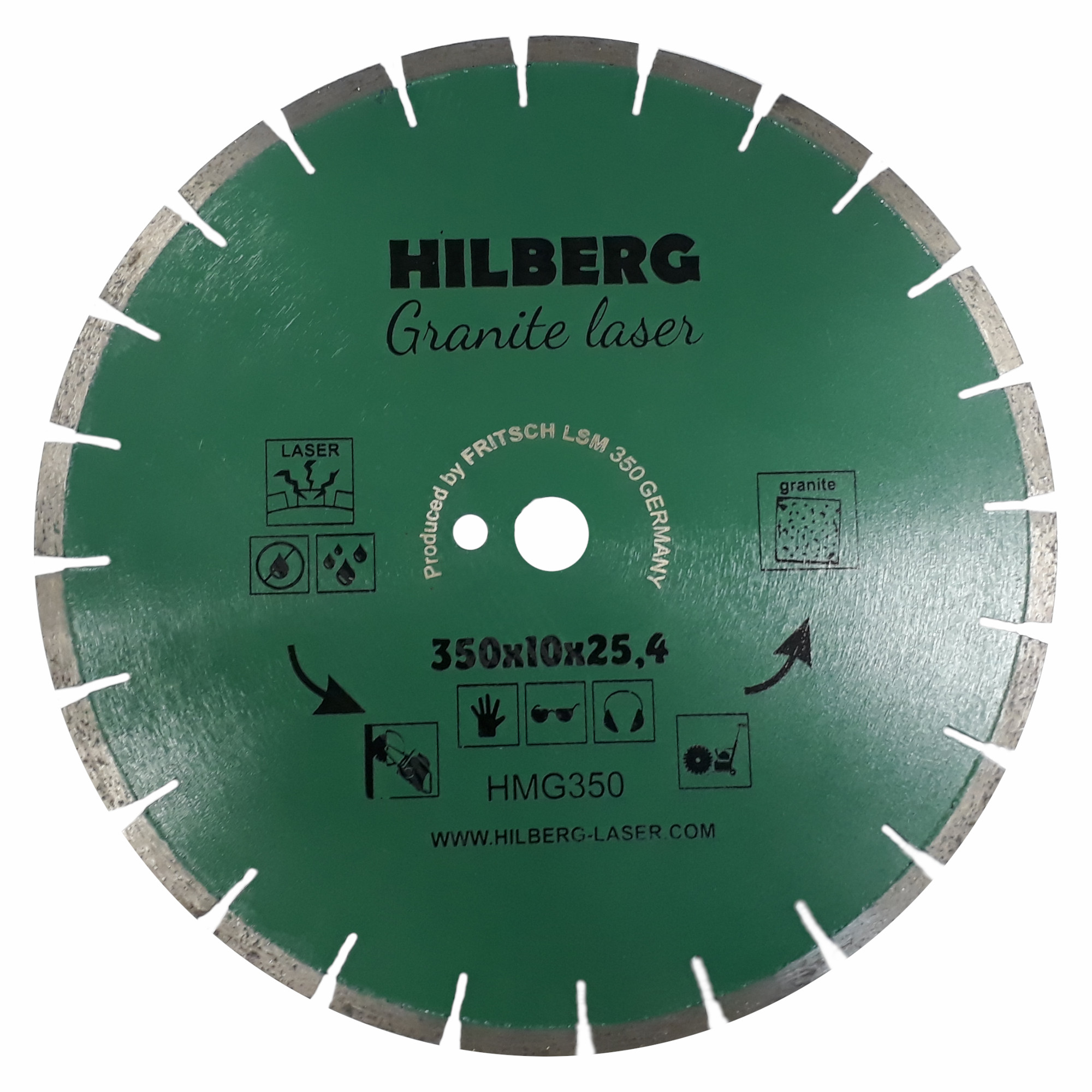 Алмазный диск Hilberg Granite Laser 350 × 25,4 мм, HMG350 — общий вид диска