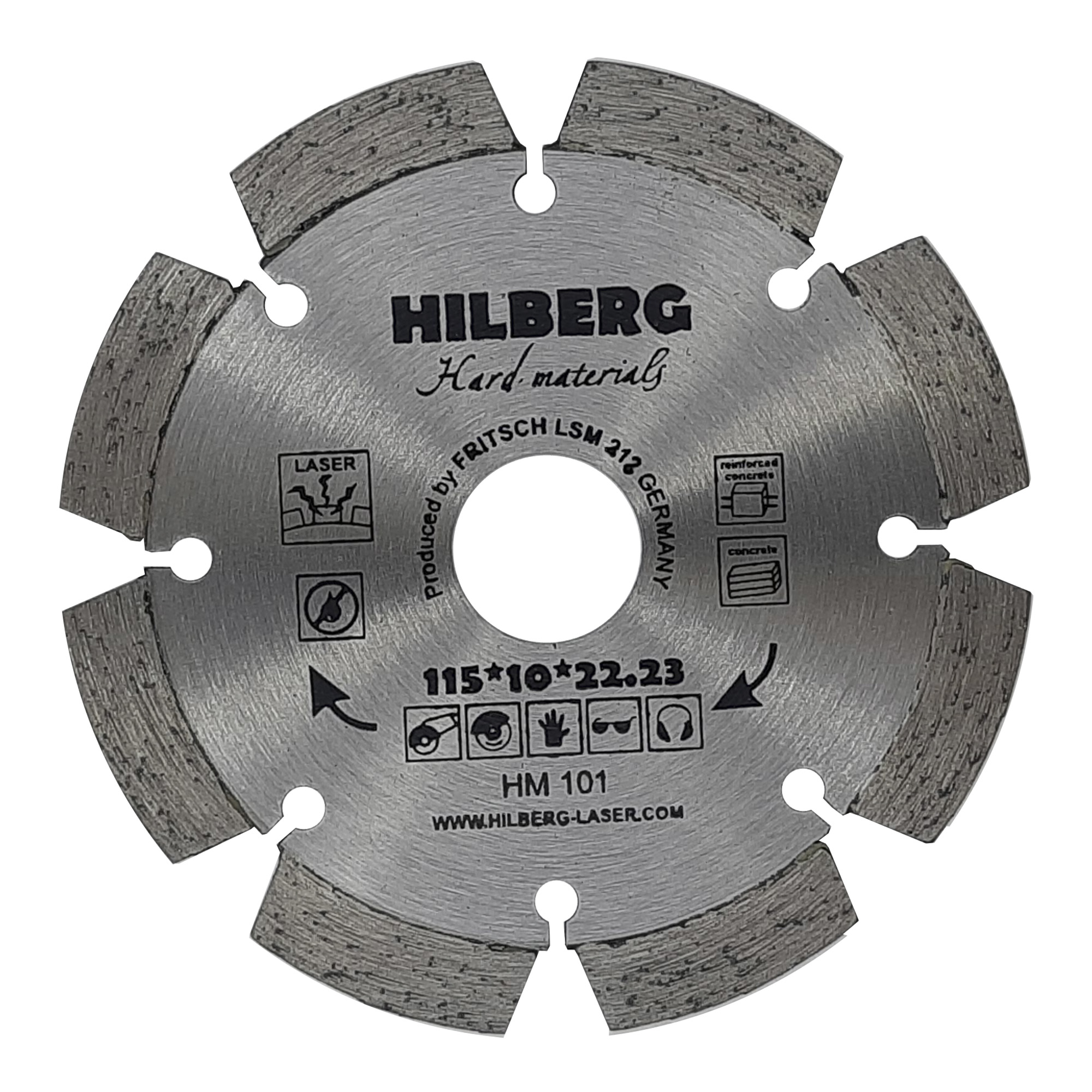Алмазный диск Hilberg Hard Materials Laser 115 × 22,23 мм, HM101 — общий вид диска