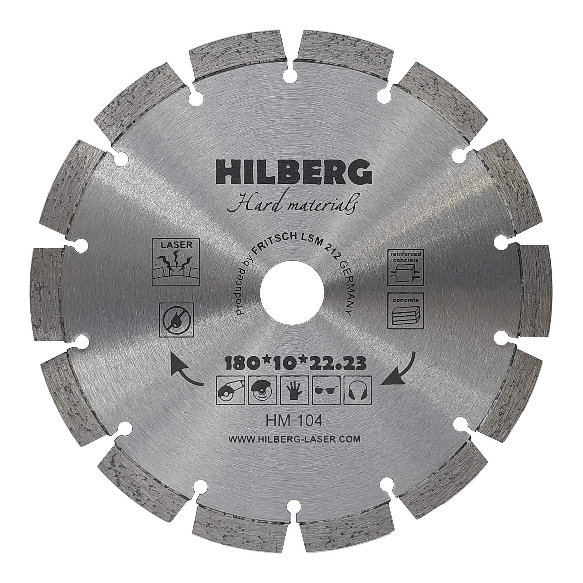 Алмазный диск Hilberg Hard Materials Laser 180 × 22,23 мм, HM104 — общий вид диска