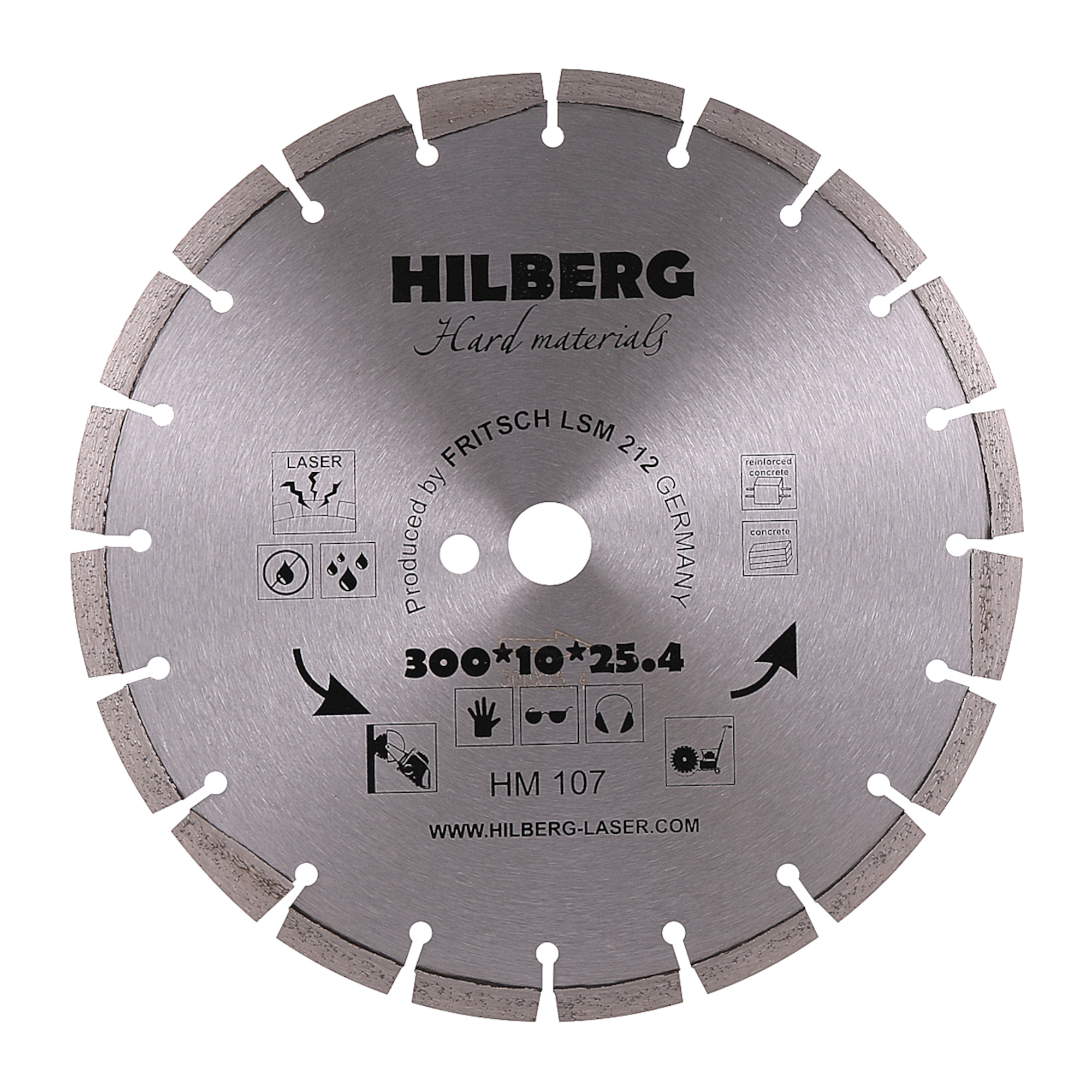 Алмазный диск Hilberg Hard Materials Laser 300 × 25,4 мм, HM107 — общий вид диска