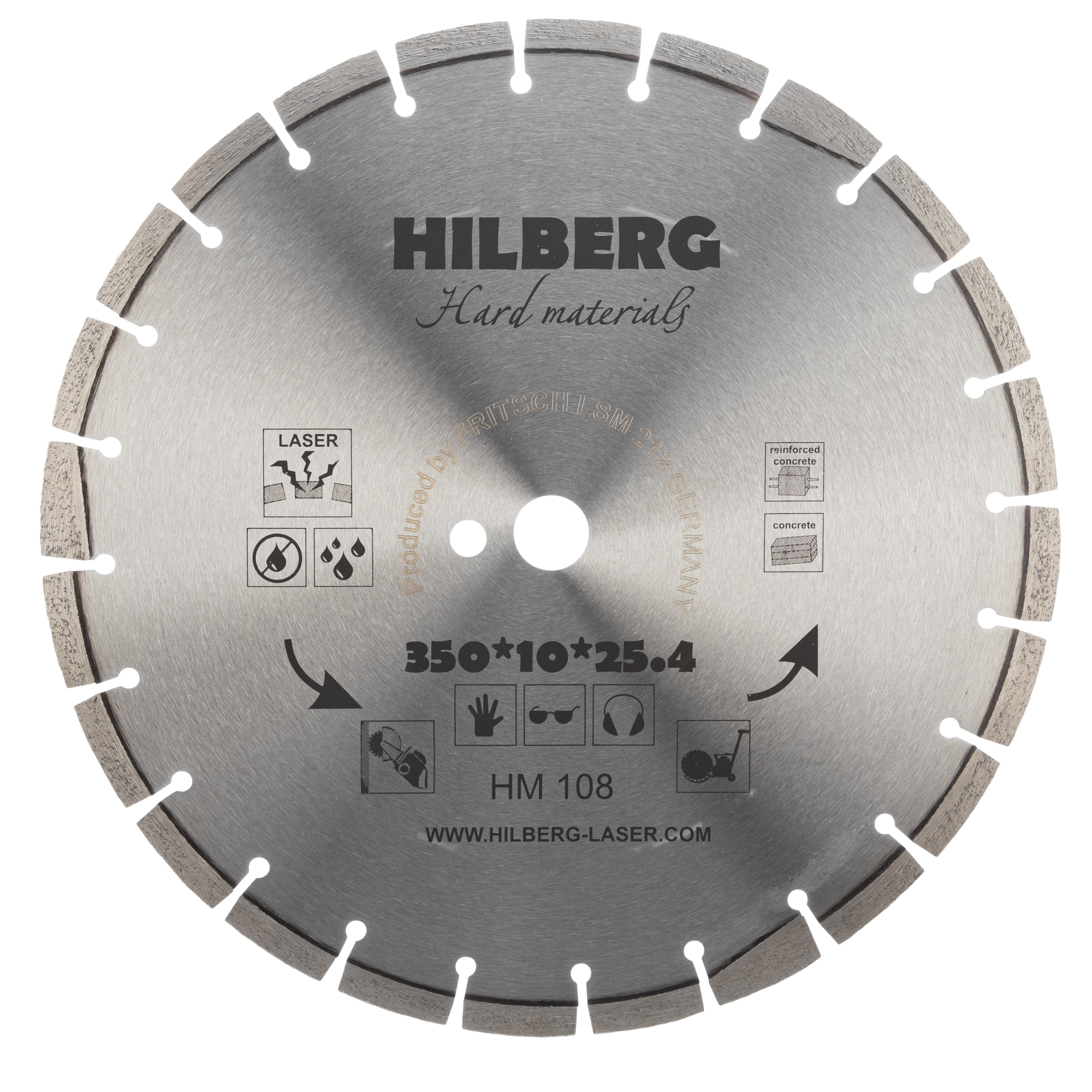 Алмазный диск Hilberg Hard Materials Laser 350 × 25,4 мм, HM108 — общий вид диска