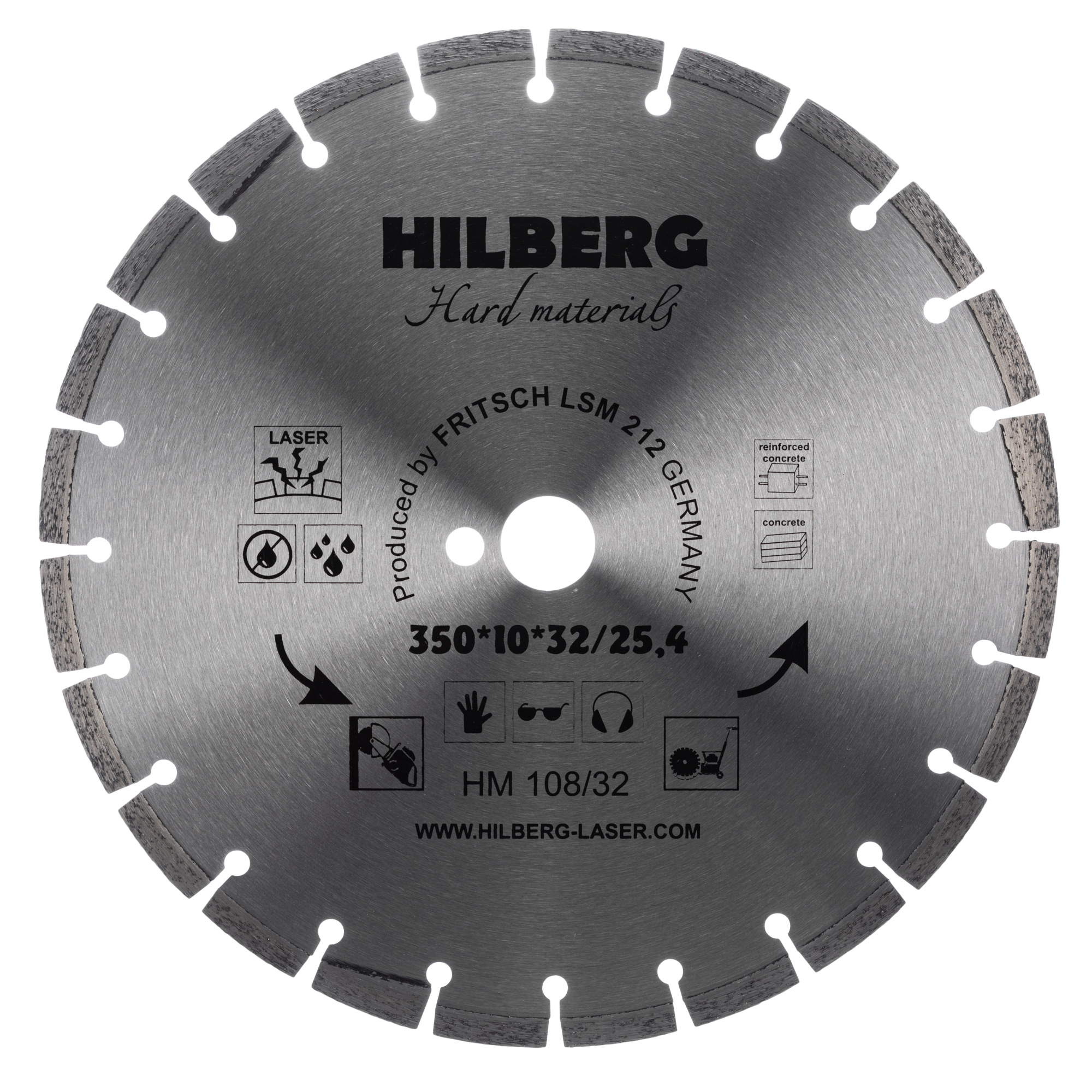 Алмазный диск Hilberg Hard Materials Laser 350 × 32 мм, HM108/32 — общий вид диска