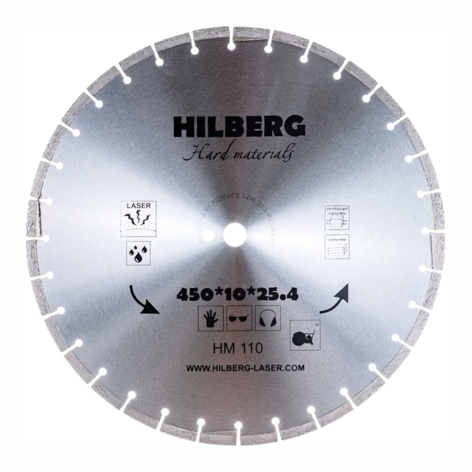 Алмазный диск Hilberg Hard Materials Laser 450 × 25,4 мм, HM110 — общий вид диска