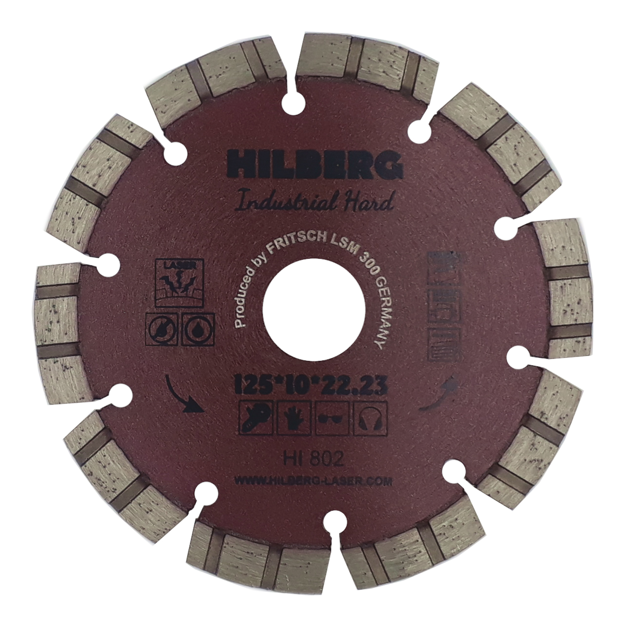 Алмазный диск Hilberg Industrial Hard Laser 125 × 22,23 мм, HI802 — общий вид диска
