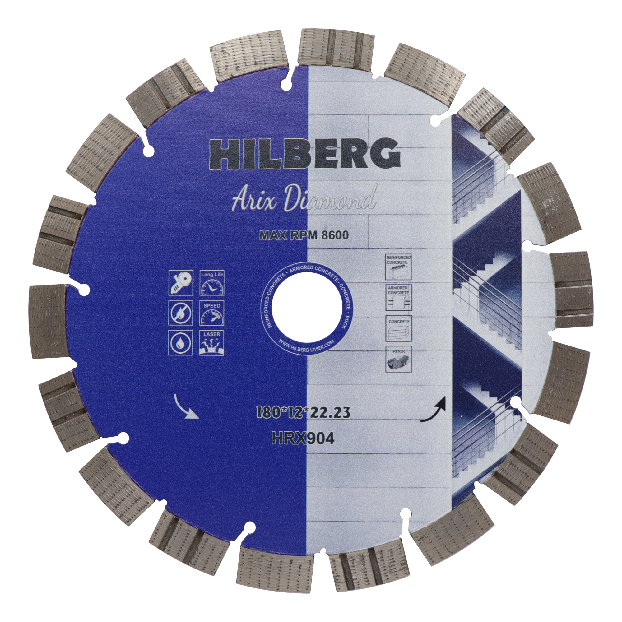 Алмазный диск Hilberg Arix Diamond 180 × 22,23 мм, HRX904 — общий вид диска
