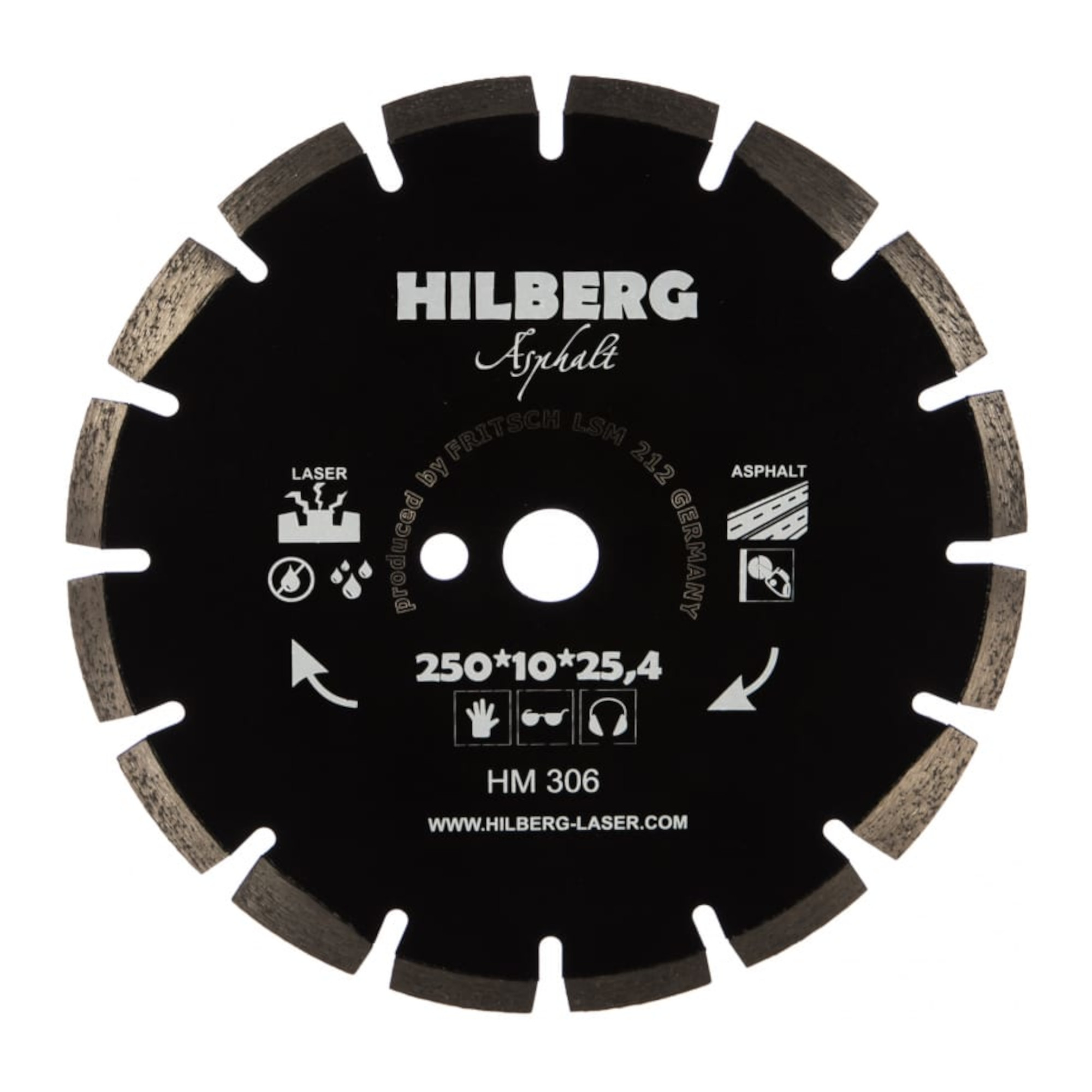 Алмазный диск Hilberg Hard Materials Laser Asphalt 250 × 25,4 мм, HM306 — общий вид