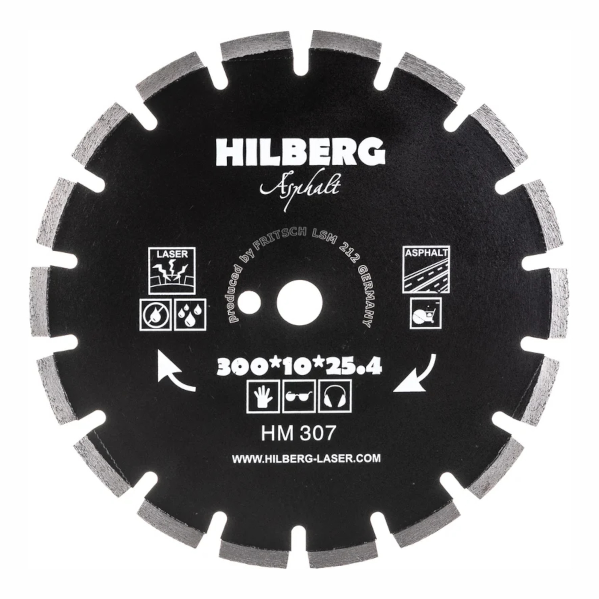 Алмазный диск Hilberg Hard Materials Laser Asphalt 300 × 25,4 мм, HM307 — общий вид