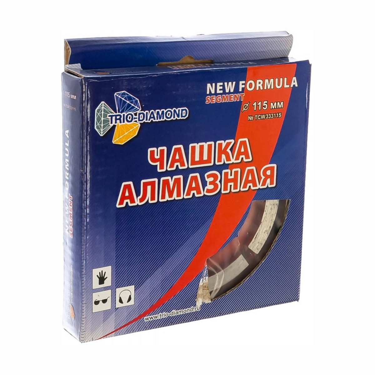 Алмазная чашка Trio-Diamond New Formula Segment Cup 115 мм, 22,23 мм, зерно 40–50, 333115 — товар и маркировка, фото 2