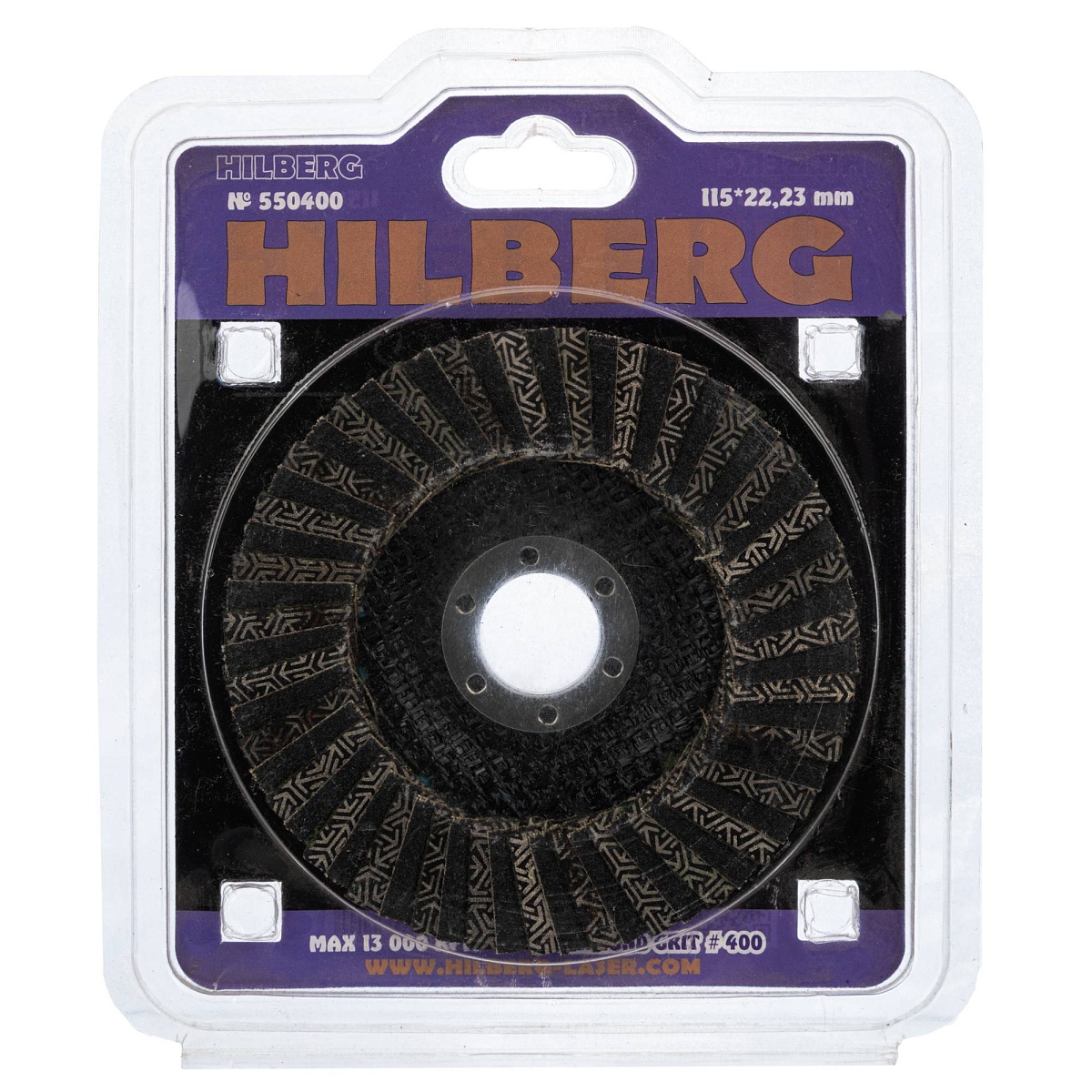 Круг алмазный лепестковый Hilberg Super КЛТ 115 × 22,23 мм, зерно 400, 550400 — упаковка с маркировкой